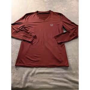 Shirt Mens XL Red Long Sleeve V-Neck Lightweight Athletic Logo Top T-Shirt
